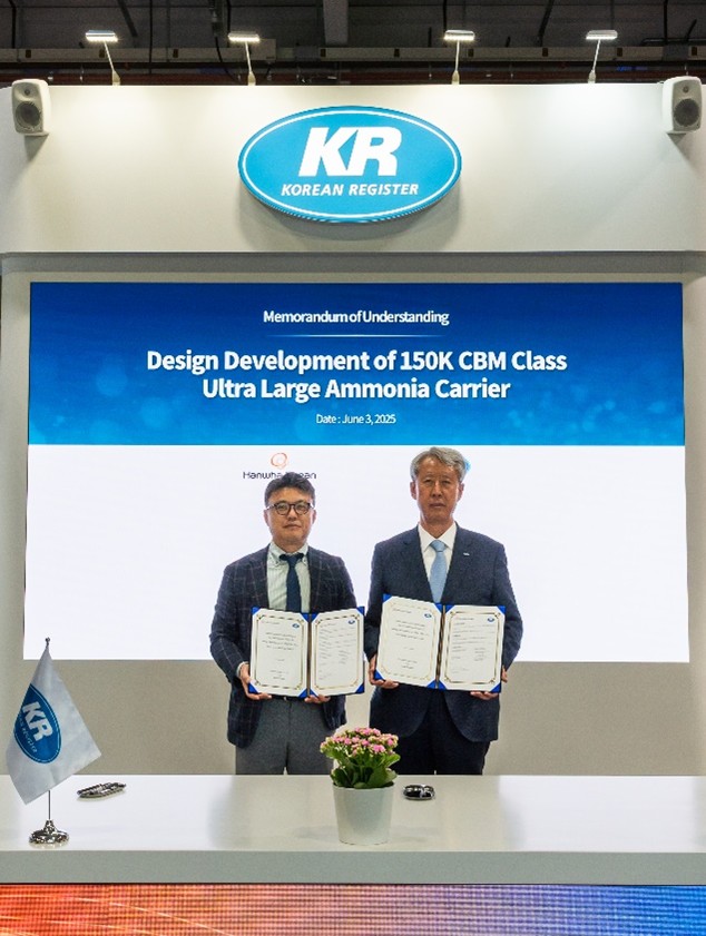 KR and Hanwha Ocean Collaborate to Develop 150K Ammonia-Fueled Carrier and Forward Deckhouse LNG Car